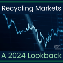 blue background with market graph and "Recycling Markets: a 2024 lookback"